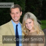 Alex Cowper Smith with Alice Eve at an outdoor event.