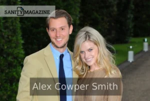 Alex Cowper Smith with Alice Eve at an outdoor event.